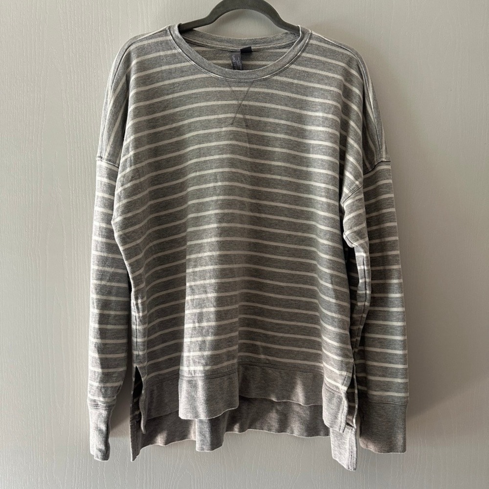 Sweaty Betty After Class Striped Sweatshirt Gray XXL Athleisure Pullover